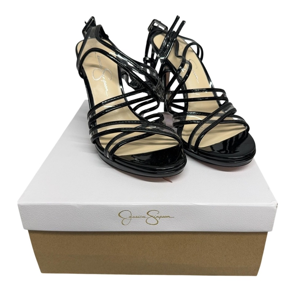 Jessica Simpson Shoes Womens Size 8.5 Black Strappy Ankle Strap Heels JS-KENDEL2